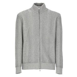 Brunello Cucinelli Grey Cashmere Cardigan With High Neck - NWT